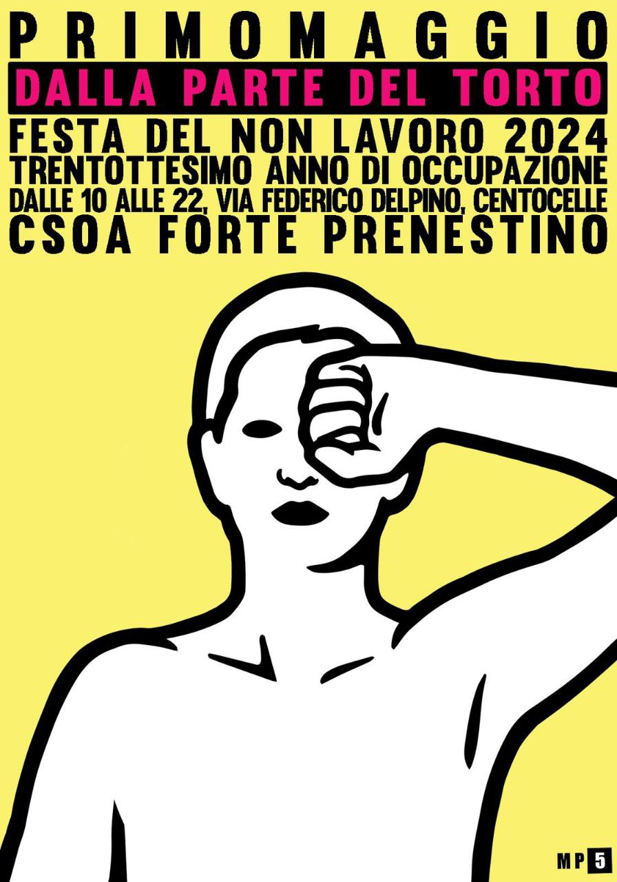 MERCOLEDI 1 MAGGIO 2024 – CSOA FORTE PRENESTINO – FESTA DEL NON LAVORO