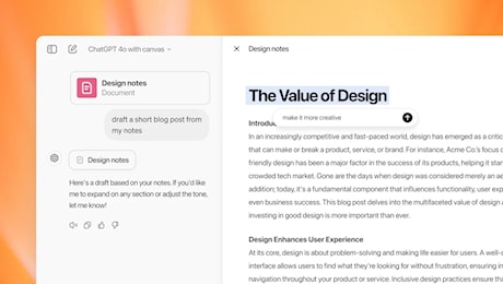 OpenAI annuncia la disponibilità generale di ChatGPT Canvas: ecco di cosa si tratta