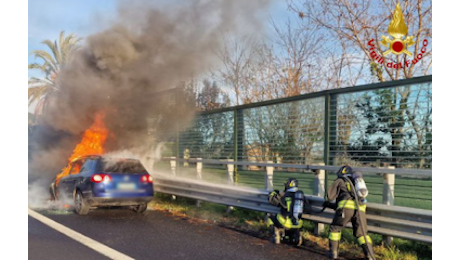 A14, a fuoco una vettura ad altezza Pedaso. Interrotta la viabilità