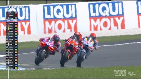 Che bagarre tra Bagnaia, Marquez e Martin! E Pecco passa da primo a terzo...