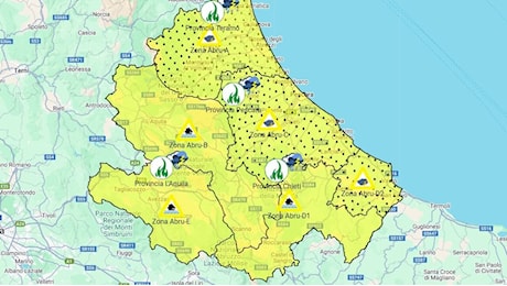 Diramata un'allerta meteo per la giornata di martedì 8 ottobre in Abruzzo