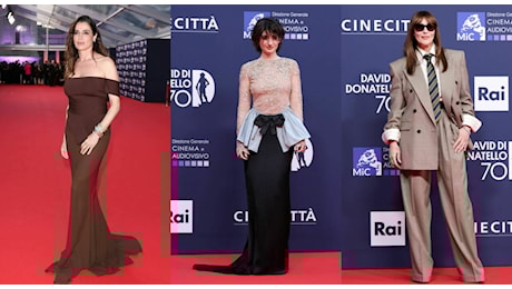 David di Donatello 2025, pagelle look: Tecla Insolia chic (9), Bellucci con la cravatta (8,5), Luisa Ranieri e il serpente di diamanti (9,5), Jasmine Trinca bocciata (5)