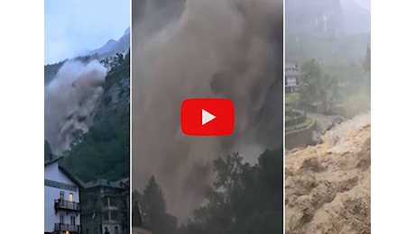 Meteo: Piemonte, incredibile massa d'acqua piomba dalla cascata di Noasca sul paese, il Video