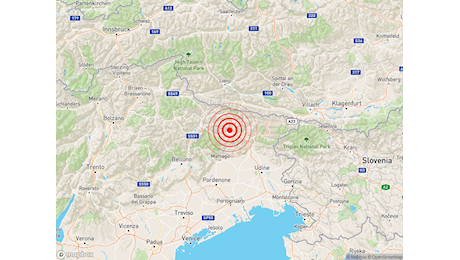 Scossa di TERREMOTO Magnitudo 3.6 a Ampezzo (UD), avvertito in Friuli e Veneto