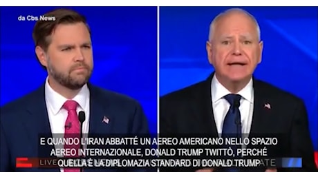 Duello tv Jd Vance-Tim Walz vinto dal vice repubblicano: Con Trump niente guerre, il dem: Iran più vicino al nucleare grazie a lui - VIDEO