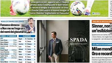 Tuttosport apre con le parole di Fonseca: Non me ne frega un c... dei nomi dei giocatori