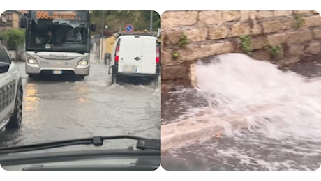 I danni del forte temporale a Roma: strade allagate, tombini pieni e alberi caduti. Mareggiate ad Ostia