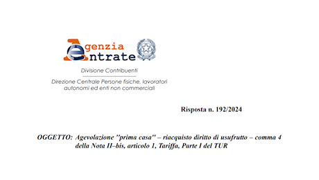 Agevolazione prima casa esclusa nel caso di riacquisto con diritto di usufrutto