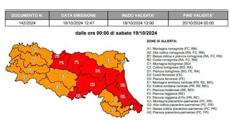 Meteo Romagna, allerta rossa sabato 19 ottobre per piene dei corsi d’acqua