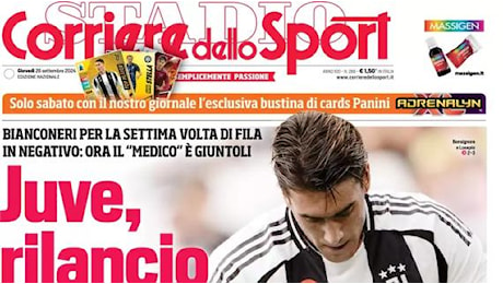 La prima pagina del Corriere dello Sport titola così: Juve, rilancio in rosso