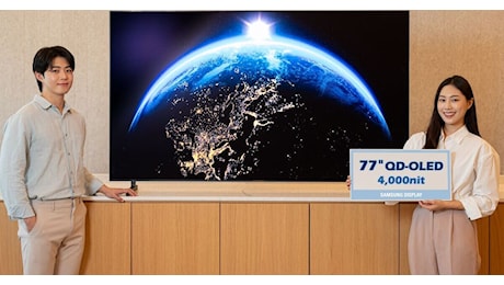 Il QD-OLED di Samsung Display migliora ancora: fino a 4000 nit