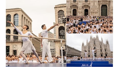 Ballo in bianco, in piazza del Duomo la lezione di danza di Roberto Bolle. FOTO