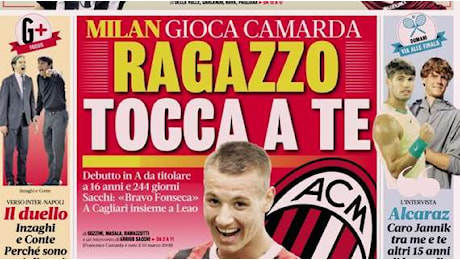 L'apertura della Gazzetta su Camarda titolare: Ragazzo, tocca a te