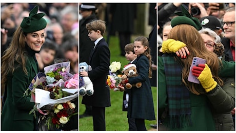 Kate Middleton e la famiglia reale alla messa di Natale a Sandringham: i look e l'abbraccio di Kate a una donna malata di cancro