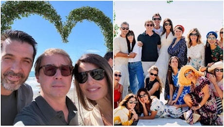 La festa in spiaggia di Gigi Buffon e Ilaria D’Amico dopo le nozze, le foto e gli invitati al party