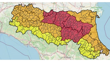 L'allerta diventa rossa. Lunedì niente pioggia