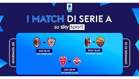 Il calendario di Serie A, le partite e gli orari della 20^ giornata