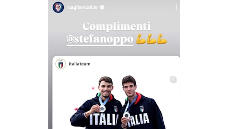 Il sardo Stefano Oppo medaglia d’argento alle Olimpiadi, i complimenti del Cagliari Calcio