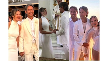 Filippo Inzaghi e Angela Robusti: matrimonio a Formentera con tanti vip. Cerimonia in bianco, poi la festa