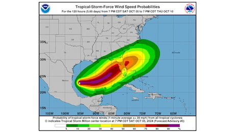 Milton, altro potenziale uragano, punta la Florida con previsione di piogge torrenziali