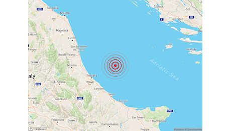 Scossa di TERREMOTO Magnitudo 3 nell’Adriatico Centrale, dati e mappa