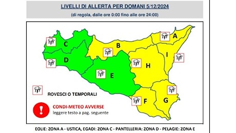 Ancora maltempo in Sicilia, domani allerta gialla in provincia di Messina