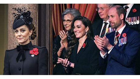 Kate Middleton più radiosa che mai al Remembrance Sunday. Ma porta sul volto i segni della malattia