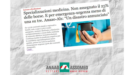 Un disastro annunciato. Non assegnato il 25% delle borse. E per emergenza-urgenza meno di una su tre.