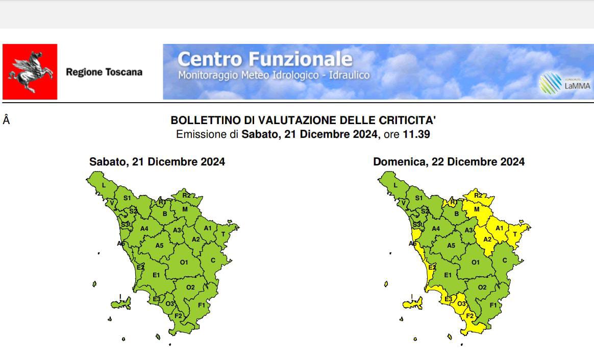 Allerta Codice Giallo In Toscana Per Vento, Mareggiate E Gelate ...