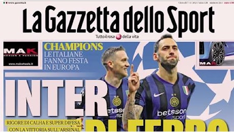 Inter di ferro, super difesa. Ottavi più vicini, domenica il Napoli: la prima pagina della Gazzetta