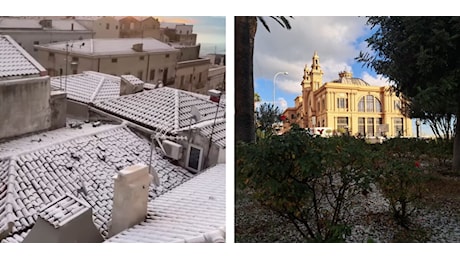 Maltempo e crollo termico in Puglia, grandine a Bari e neve sul Gargano | FOTO