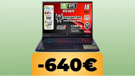 Il notebook Acer Predator Helios Neo con RTX 4070 è in forte sconto con la Festa delle Offerte Prime di Amazon