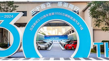 Byd festeggia i 30 anni con la produzione del 10milionesimo veicolo a nuova energia