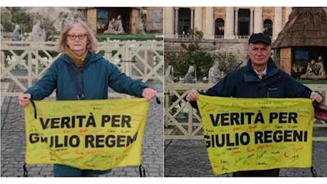 Anche i genitori di Regeni in piazza San Pietro il giorno di Natale con uno striscione con scritto: “Verità per Giulio”