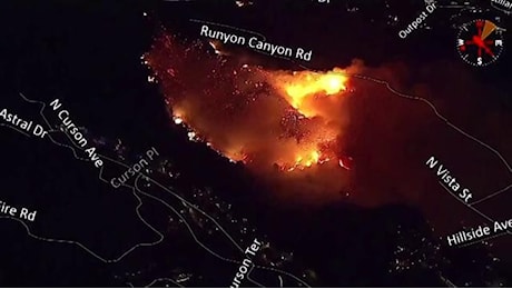 Los Angeles, la mappa aerea del Sunset Fire: tutti i roghi da Hollywood Boulevard a Mulholland Drive