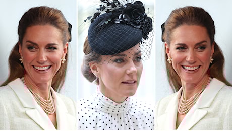 Kate Middleton, il doppio hairstyle da cerimonia da copiare: raccolto elegante e fiocco bon ton
