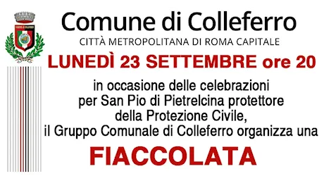 Colleferro. Lunedì 23 Settembre fiaccolata per le vie della città per le celebrazioni in onore di San Pio da Pietrelcina